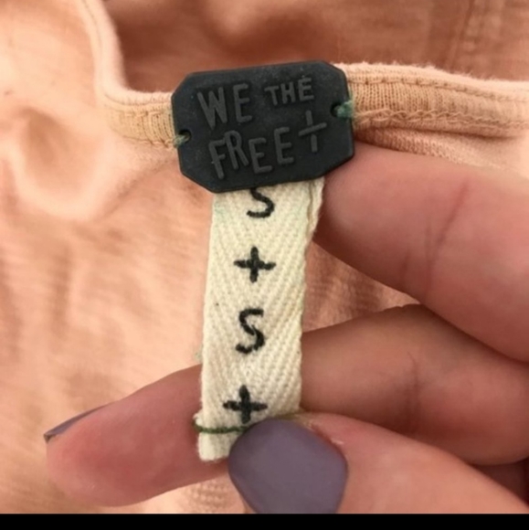 We the Free  V-Neck Tank Top - Size Small - Stretch Cotton, Peach, Light Blush - Picture 5 of 7